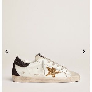 NWT Golden Goose Super-Star Sneakers with Gold Star & Glittery Black Heel